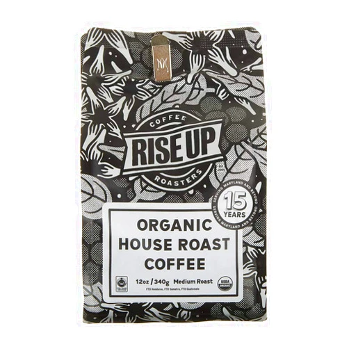 RISE UP COFFEE ROASTERS Organic House Roast, Certified Fair Trade Organic Coffee, 12 oz, Whole Bean (Organic House)