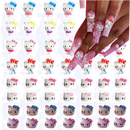 JinPren 3D Cute Nail Charms Cute Nail Charms Decoration Kawaii Nail Rhinestones for Acrylic Nails Flatback Glitter Design Nail Jewelry Charms Cartoon Nail Supplies for DIY Craft Phone Case Decoration