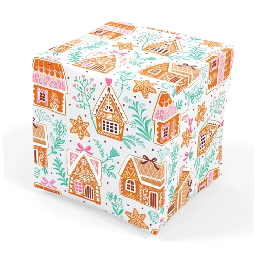 Stesha Party Pink Gingerbread House Holiday Wrapping Paper Gift Wrap 30 x 20 Inch (3 Sheets)