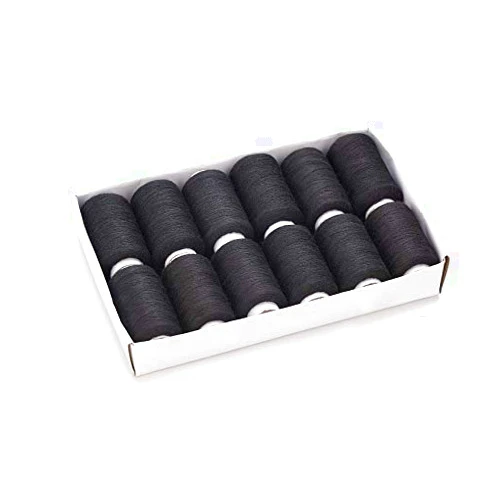 Funthread Sewing Thread 12 Colors Set 40S/2 for Sewing Machine,Quilting,Hand Sewing (12 Black)