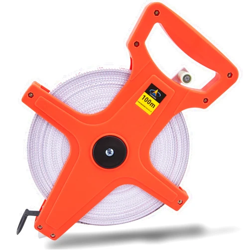 Mycheng Open Reel Fiberglass Long 300 Ft Tape Measure Construction Track and Field 100 Meter Measuring Tape, Dual-Sided Measuring Reel with Feet and Meters