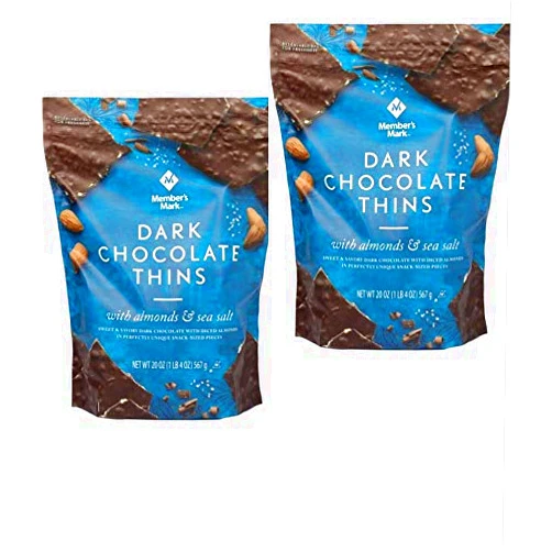 Sams Dark Chocolate Almond thins with Sea Salt 2pack