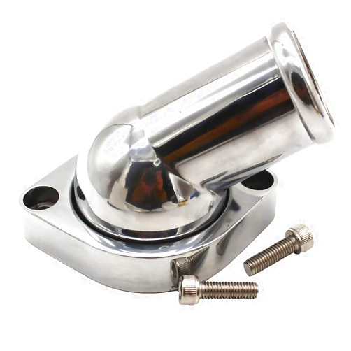 GSKMOTOR 45° Swivel Polished Water Neck Thermostat Housing Compatible with Chevrolet LS Engine LS1 LS2 LS7