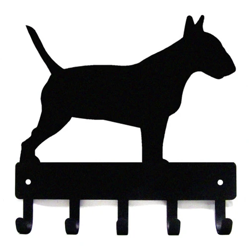 The Metal Peddler Bull Terrier Key Holder for Wall - Small 6 inch Wide with 5 Hooks - Made in USA