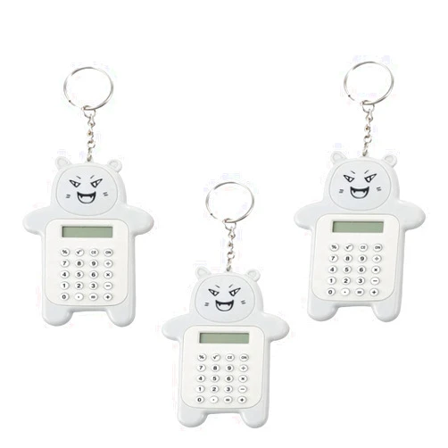 Artibetter 3 Pcs Keychain Calculator Unisex Key Decoration Plastic Buttons Calculator Portable Calculator with Keychain Buckle Cartoon Calculator Students Mini Bear Shaped Calculator