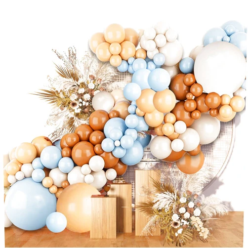 PPXMEEUDC 167 PCS Brown Coffee Blue Balloons Arch Garland Kit for Bear Baby Shower Birthday Wedding Party Decorations (Brown Coffee Blue)