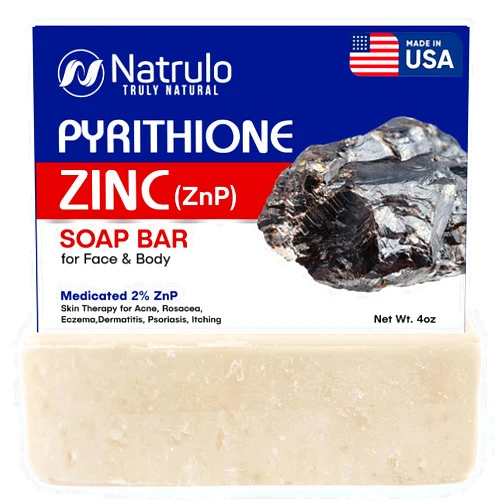 Herblov Pyrithione Zinc Soap Bar for Face & Body, 4oz | 2% ZnP Bar Soap Skin Therapy Cleanser for Acne, Rosacea, Eczema, Dermatitis, Psoriasis, Itching | Cleansing, Calming Facial Wash | Made in USA