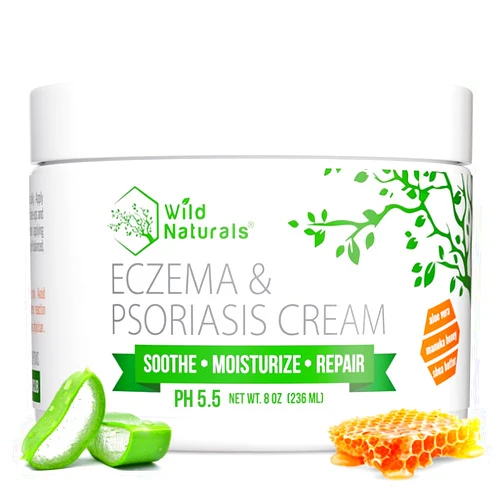 Wild Naturals Eczema & Psoriasis Cream for Dry, Itchy Skin – Eczema Relief for Adults & Kids – Moisturizing Psoriasis Cream with Manuka Honey