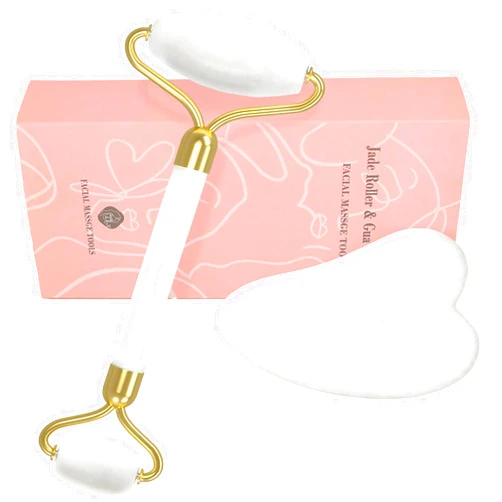 YLTNEUQER Gua Sha Facial Massage Tool & Jade Roller Set, Facial Massager for Face, Neck, Back, Arms, Legs, Eye,SPA Gifts for Women Gua Sha Facial Massager Reduce Puffiness and Improve Wrinkles