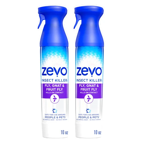 Zevo Flying Insect Killer Spray - Bug Spray for Home Use - Versatile Gnat, Mosquito, Fruit Fly Killer & More - with Rosemary & Cornmint Oil - for Indoor & Outdoor Use (2 Bottles)