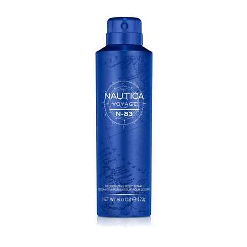 Nautica Voyage N-83 Deo Body Spray 6 fl oz (Pack of 1), Notes of Spicy Mint, Cardamom, and Musk, Men's Fragrance, Long Lasting, Everyday Fragrance