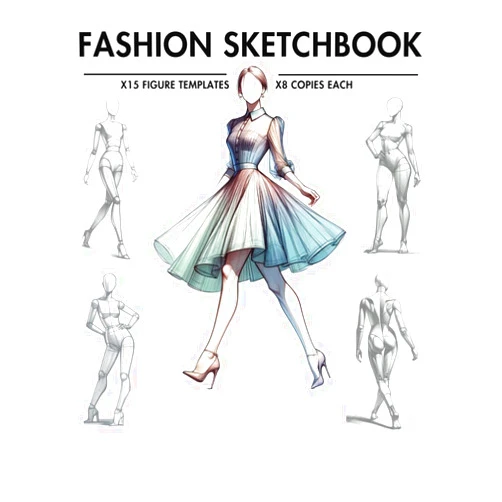 Vividy Fashion Sketchbook: A professional Fashion Illustration Sketchbook containing 120 female fashion figure templates.