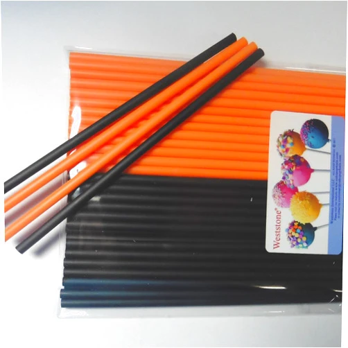 Sweet Creations 100 Count Orange and Black Cake-Pop Sticks, Multicolor