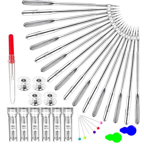 Jcutelry 60Pcs Sewing Machine Needles Set Universal Standard Needle for Singer, Brother, Janome, Varmax, Home Sewing Machines Needles in Size HAX1 65/9, 75/11, 80/12, 90/14, 100/16, 110/18