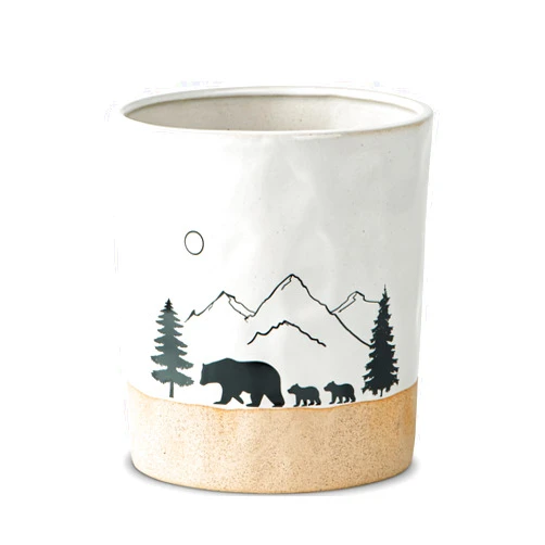 Dgudgu Bear Utensil Holder For Countertop Ceramic Kitchen Utensil Holder For Kitchen Counter Forest Painted Utensil Crock White Large Cooking Utensil Holder