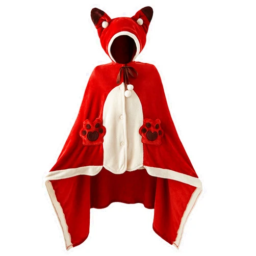 NENAGGE Wearable Fox Blanket Hoodie for Adult Women Girls Oversized Hooded Blanket Super Soft Comfortable Warm Cape Cloak Wrap Free Size Fox Costume,D