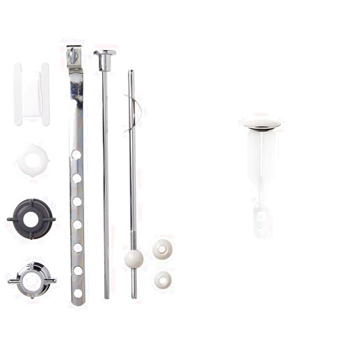 PermaFLOW PF WaterWorks Pop-Up Drain Repair Kit with Adjustable Threaded Center Pivot Ball Rod, 3 Nuts & Gaskets + 2 Hole Universal Pop-Up Stopper