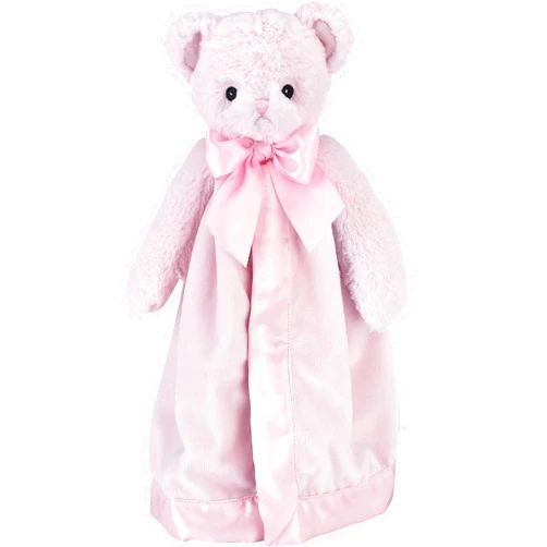 Bearington Collection Bearington Baby Huggie Bear Snuggler, 15 Inch Pink Teddy Plush Stuffed Animal Security Blanket Lovey for Babies