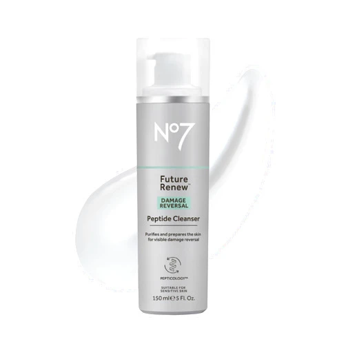 No7 Future Renew Damage Reversal Peptide Gentle Face Cleanser​ - Anti-Aging Face Wash to Help Visibly Remove Impurities for Smoother, Nourished Skin - Fragrance-Free Formula (5 Fl Oz)