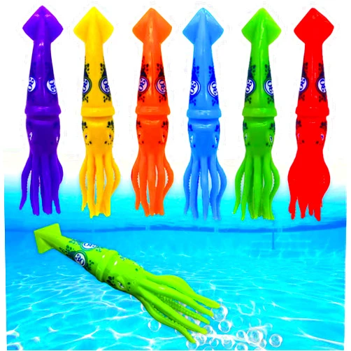 Haktoys Squids Dive & Swim Sinking Pool Toy Set for Kids: Practice Diving and Swimming, Underwater Multicolor Sinking Squids (Set of 6 Pieces)