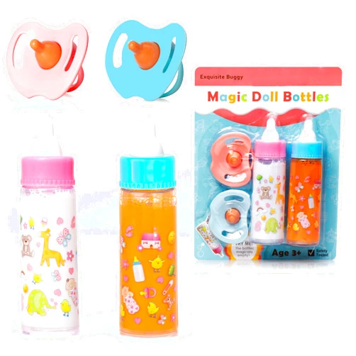Exquisite Buggy My Sweet Baby Disappearing Magic Bottles - Includes 1 Milk, 1 Juice Bottle with Pacifier for Baby Doll (Colorful)