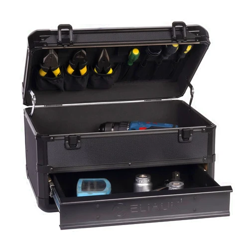 E ELIAUK Tool Box Hard Case Tool Organizer Storage Cabinet Carry Case,Toolbox with Drawers, Black