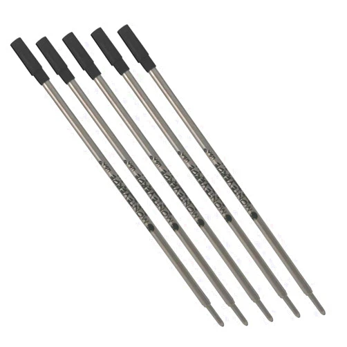 Monteverde 5 Refills - Monteverde Ballpoint Refill to Fit Dupont Ballpoint Pens, Medium Point, Soft Roll, (BULK PACKED) (Black)