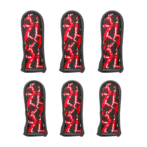 New Star Foodservice 1028744 Commercial-Grade Hot Skillet Handle Cover Holder, Hot Handle Holders/Mitts, Red Peppers Pan Cotton Handle Sleeve, Set of 6