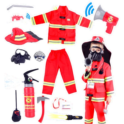 Lesheng space Kids halloween Dress Up Set, Pretend Fireman Costumes and Police Costume for Aage 3+