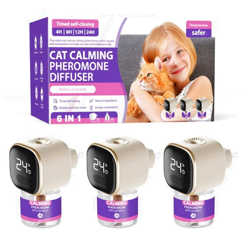 ZHANGK Multi Cat Calming Diffuser Relieve Stress Anxiety Cat Pheromones Calming Diffuser with Timing Function Cat Pheromone Diffuser 3 Pack Pheromones to Reduce Fighting Spraying and Scratching Fits All Cats