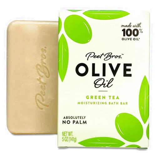 Peet Bros. | Olive Oil Moisturizing Bath Soap Bar | Always Palm Oil-Free | 5 oz - Green Tea