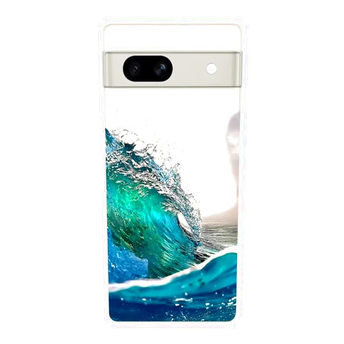 Blingy's for Google Pixel 8a Case, Fun Ocean Waves Style Nature Scenic Landscape Beach Design Transparent Soft TPU Protective Clear Case (6.1 inch) (Ocean Splash)