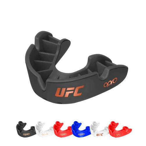 OPRO Bronze Level UFC Adult and Youth Sports Mouthguard with Case and Fitting Device, Gum Shield for UFC, MMA, Boxing, BJJ and Other Combat Sports (Black, Adult)