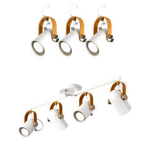 HUAWIYA 3PSC H Type Track Light Heads Bundle Matte White 4 Light Track Light, Gu10 Socket Spot Light for Picture Display