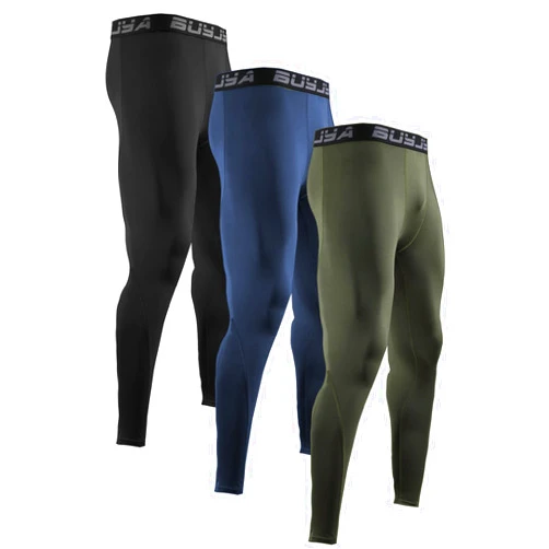 BUYJYA 3 Pack Men's Compression Pants Running Tights Workout Leggings Athletic Cool Dry Yoga Gym Clothes Gift