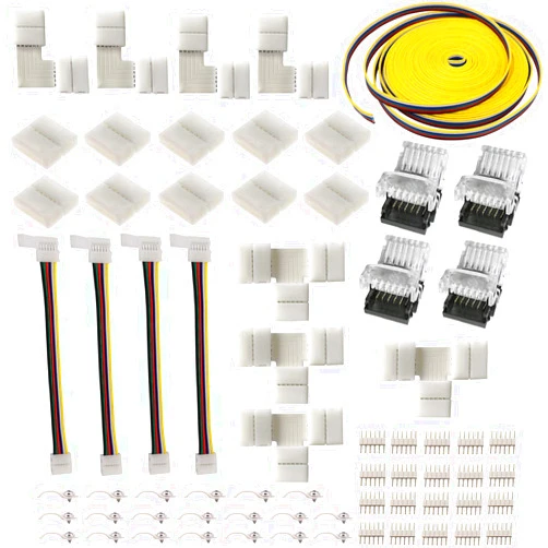 LINGLING LED Strip Connector Kit for 5050 12mm 6Pin RGBWW LED Strip,Includes Extension Cable, L/T Shape Solderless Gapless Adapter,Non-Waterproof Connector,Provides Most Parts for DIY (6PIN DIY)