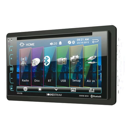 Soundstream VR-65B Double-DIN Bluetooth DVD/CD/AM/FM in-Dash Car Stereo with 6.2
