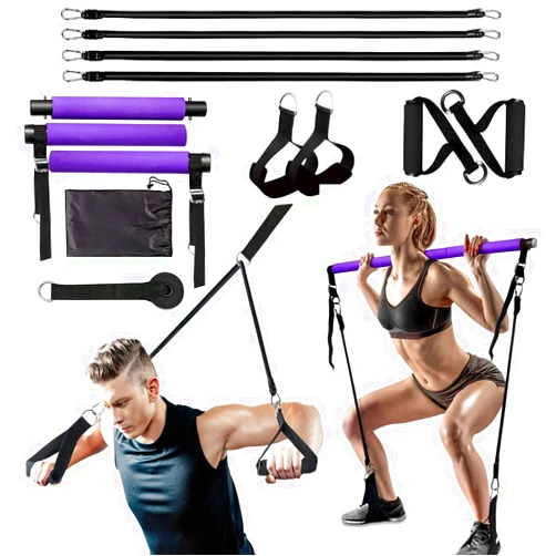 MALOOW Pilates Exercise Bar Kit with Resistance Bands