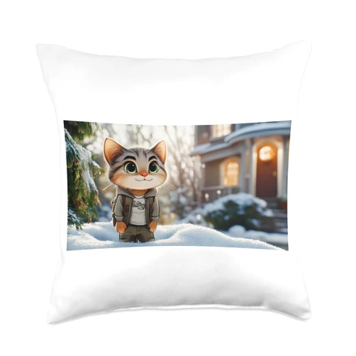 Torsten Simon Cat Rattlesmudge Throw Pillow