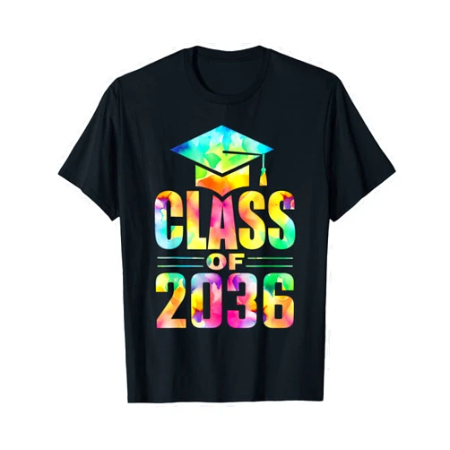 Funny 1st Grade Teachers Student Kids Graduation Class of 2036 Grow With Me First Day of School Boys Tie Dye T-Shirt