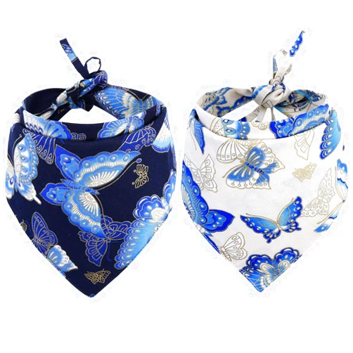 KZHAREEN 2 PCS/Pack Dog Bandana Reversible Triangle Bibs Scarf Accessories for Cats Pets