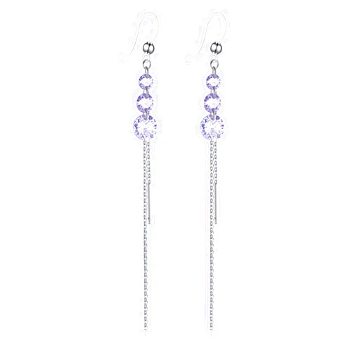 KMEOSCH Plastic Earrings,KMEOSCH Stylish and Comfortable Plastic Drop Earrings with Hypoallergenic Hooks for Sensitive Ears - Purple Cubic Zircon Dangle and Tassel