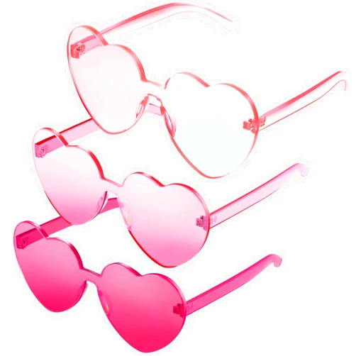 Maxdot 3 Pieces Heart Shaped Sunglasses Candy Color Rimless Heart glasses for Women Girl Colorful Summer Party Favors