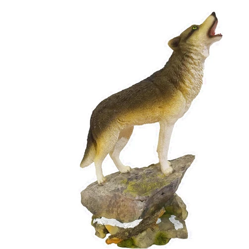 Wisifayardin Howling Wolf Figurine on a Rock Grey Wolf Figure for Lodge and Rustic Cabin Decor Statues and Figurines, Wolf Sculpture or Timberwolves Collectible Art Gifts