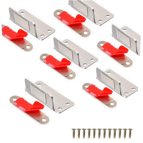 Mousike Cabinet Magnets Mousike Adhesive Strong Magnetic Door Catch Stainless Steel Kitchen Magnetic Latch Used to Close Cupboard Cabinet Closet Door Drawer(Silver 6Pack)