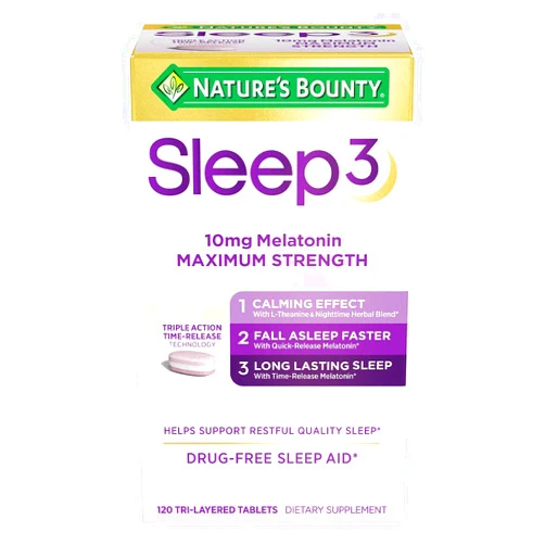 Generic Nature s-Bounty Sleep3 10mg. Melatonin, 120 Tablets Bundle | 4 Month Supply | Drug-Free Sleeping aids, Purple
