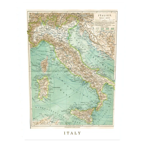 STARS BY NATURE Vintage Italy Map from German Atlas Prints, 1 (11x14) Unframed Photos, Wall Art Decor Gifts for Home Office Garage Man Cave Studio Lounge College Student Teacher Coach World Geography Travel History