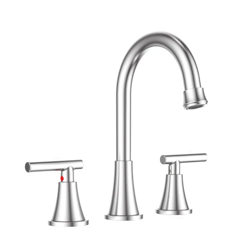 Hurran Widespread Bathroom Faucet, Hurran 8 Inch Modern Bathroom Sink Faucet 3 Hole with Drain Assembly and Water Supply Lines, 360 Swivel Spout Bathroom Faucets for Sink 3 Hole