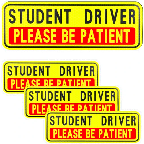 BFXM 4 PCS Student Driver Magnet for Car, Please Be patient Student Driver, Funny Magnetic New Driver Safety Warning Bumper Sticker Signs, Reusable Movable Rookie Driver Reflective Magnets Stickers