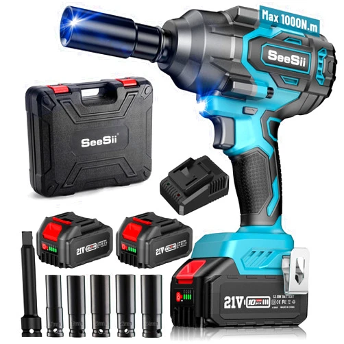Seesii 1000Nm(738ft-lbs) Cordless Impact Wrench High Torque,1/2